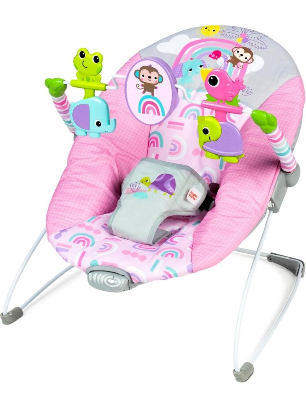 Portable Baby Bouncer with Vibrating Seat & Toy Bar - Pink Paradise, 0-6 Months